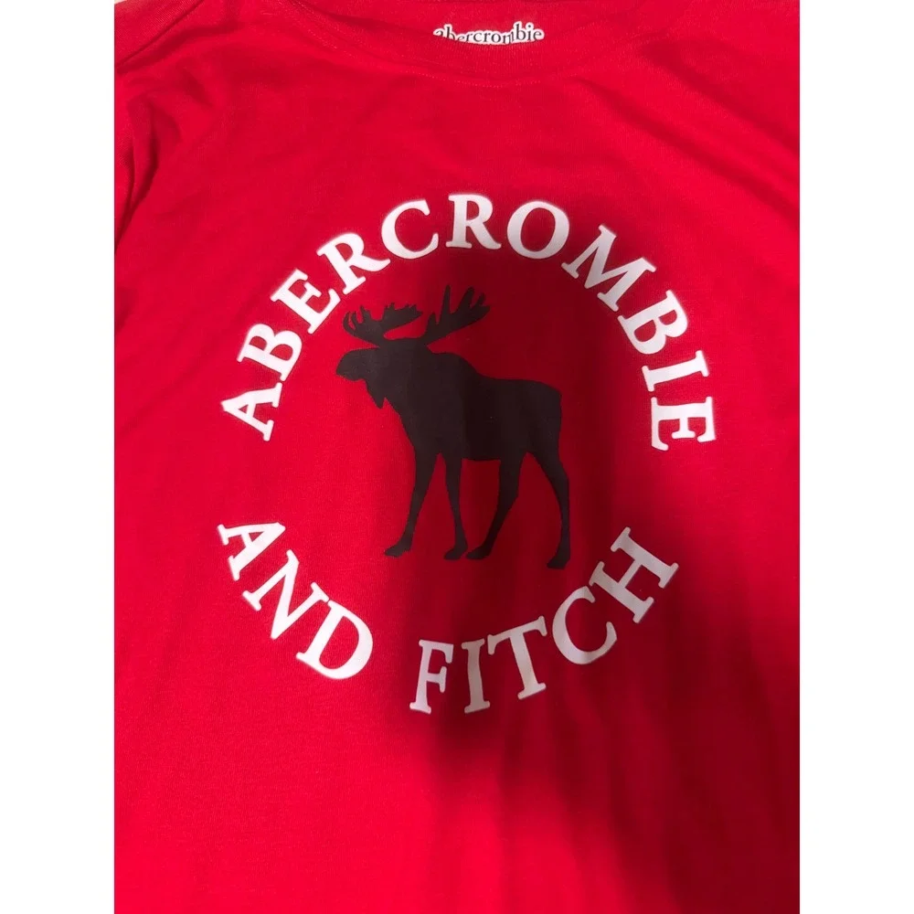 Abercrombie Kids Red Long Sleeve Sleep Shirt Moose Logo Pajama Top Size 15/16